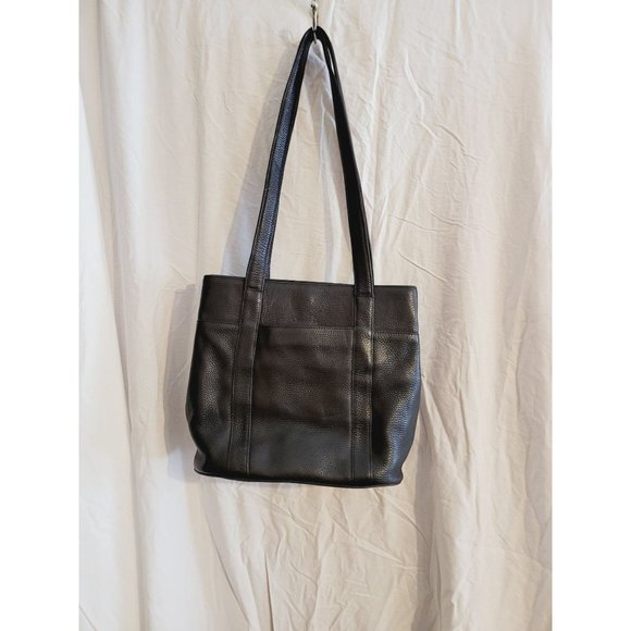 Orvis Vintage Black Pebbled Leather Shoulder Handbag Tote - Picture 2 of 7